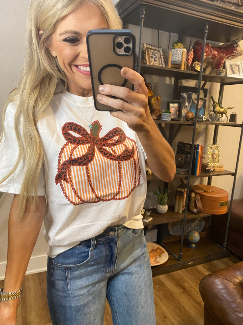 White Fall Pumpkin Tee