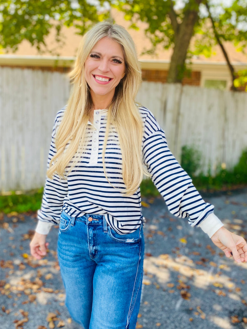 Edge striped top