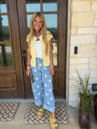 Peach polka dot jeans