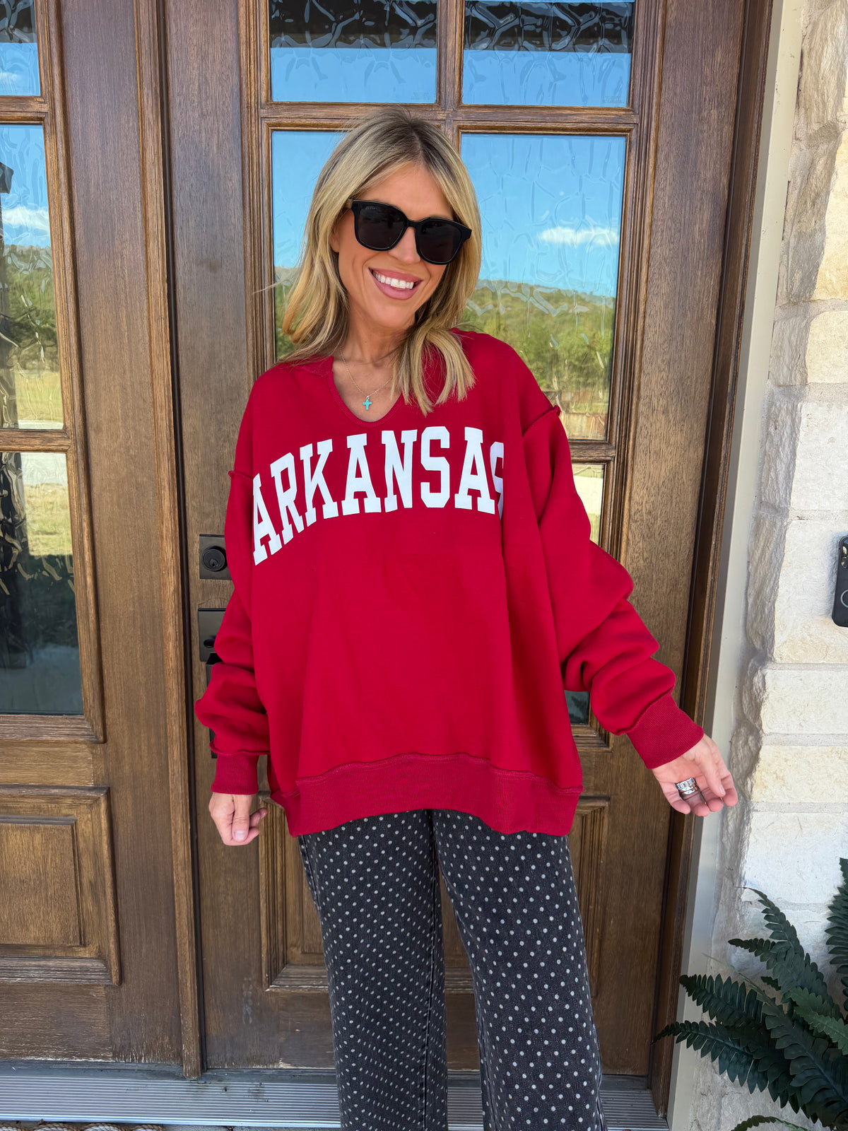 Arkansas split neck sweatshirt
