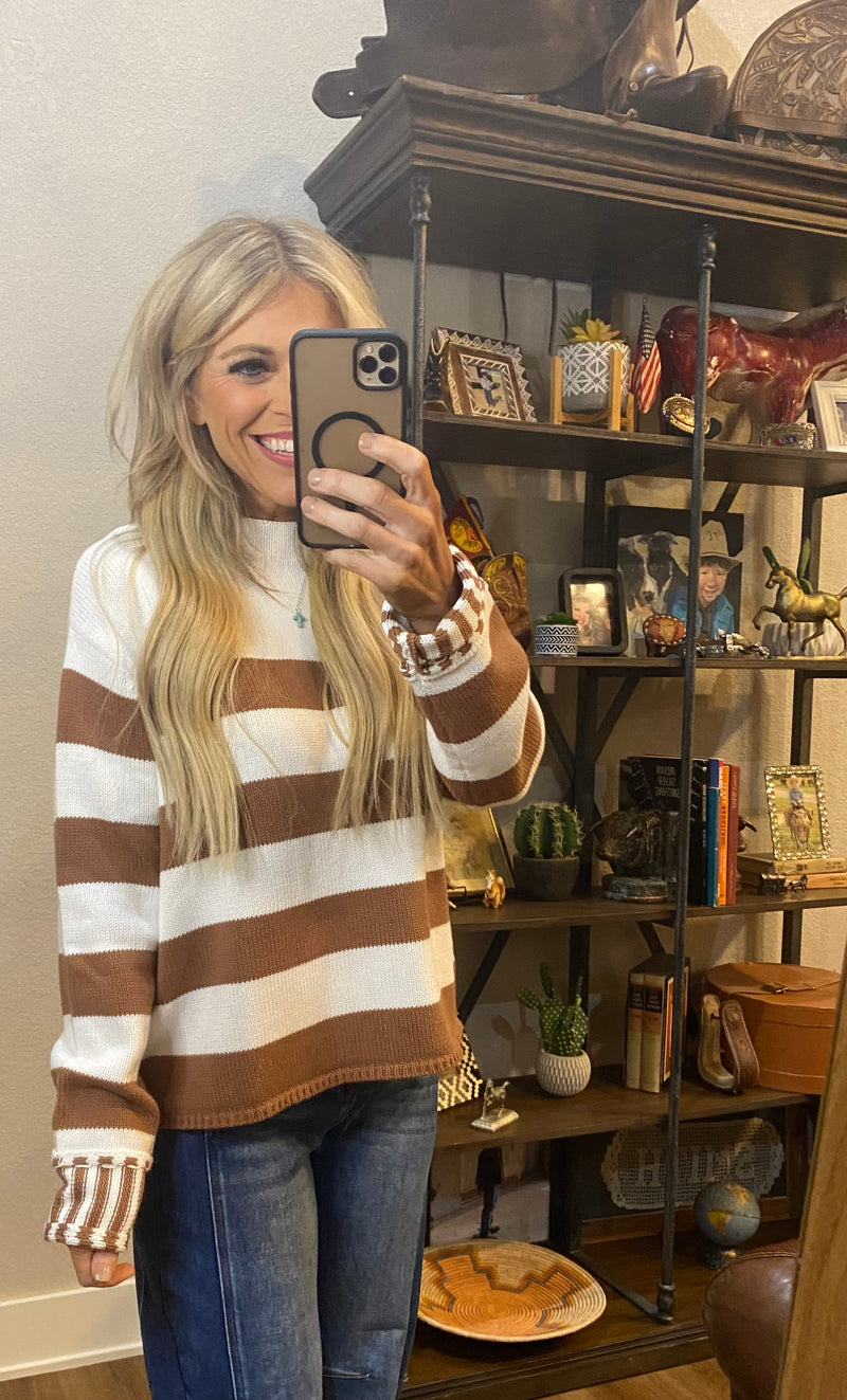 Sage striped sweater