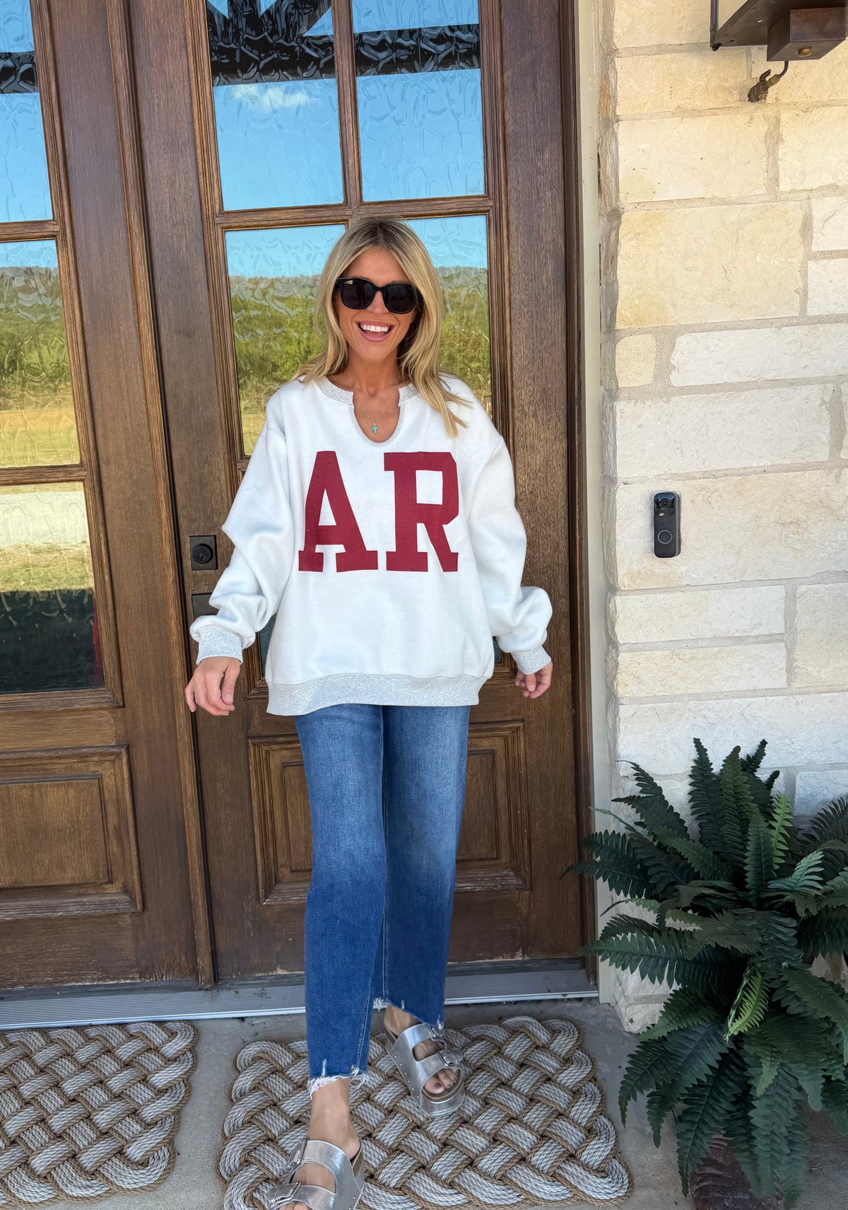 Arkansas split neck sweatshirt