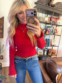 Crimson Wave Knit Top