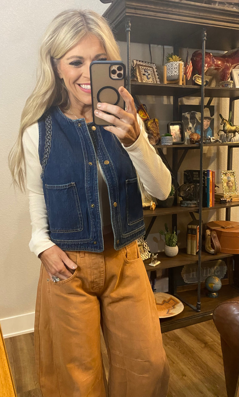 Braided Denim Vest