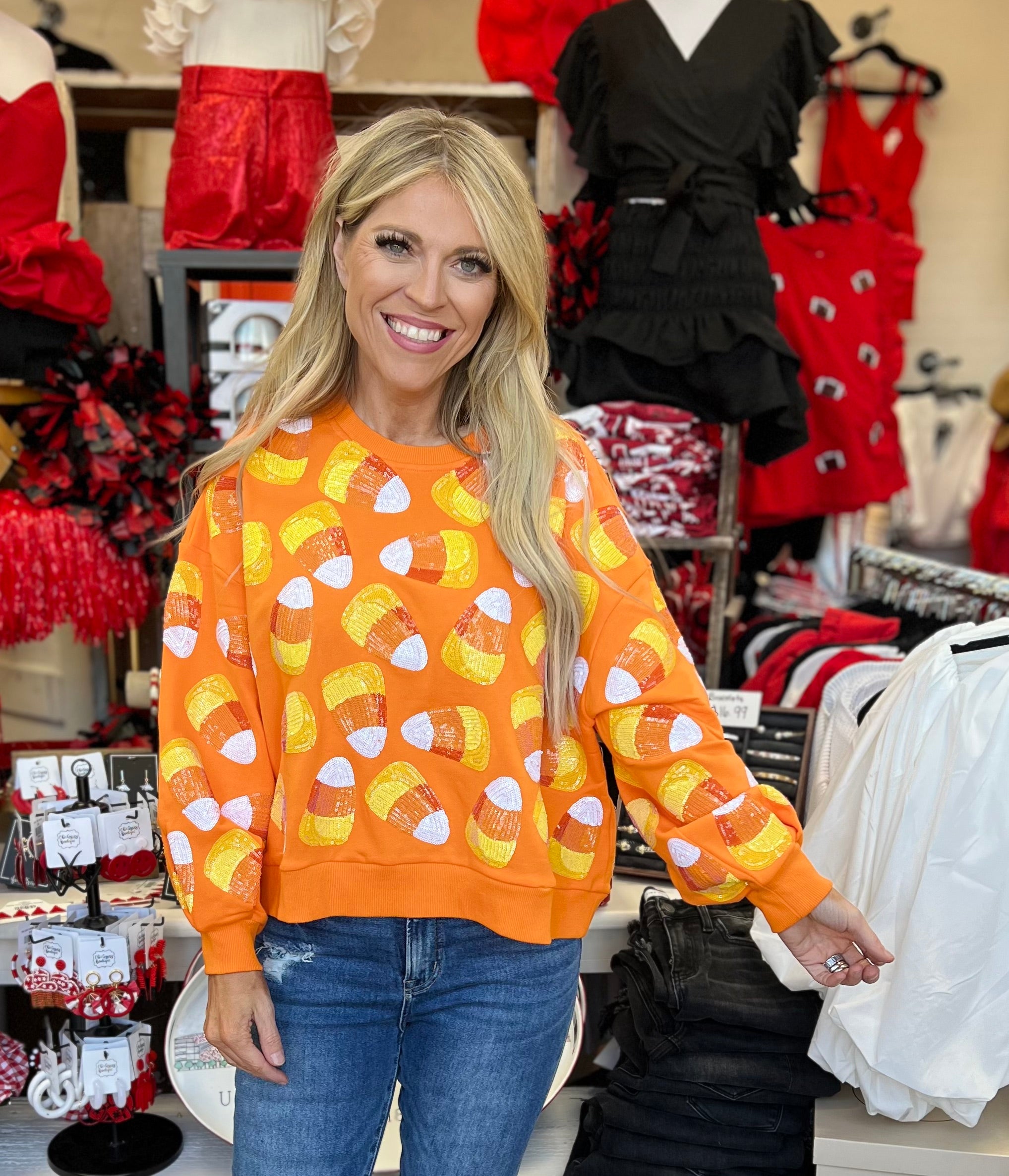 Candy corn sweatshirt on sale