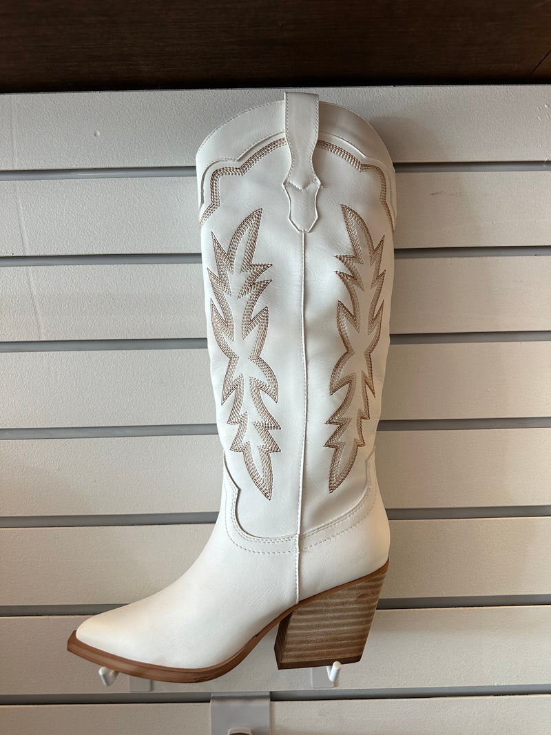 Indigo white boots