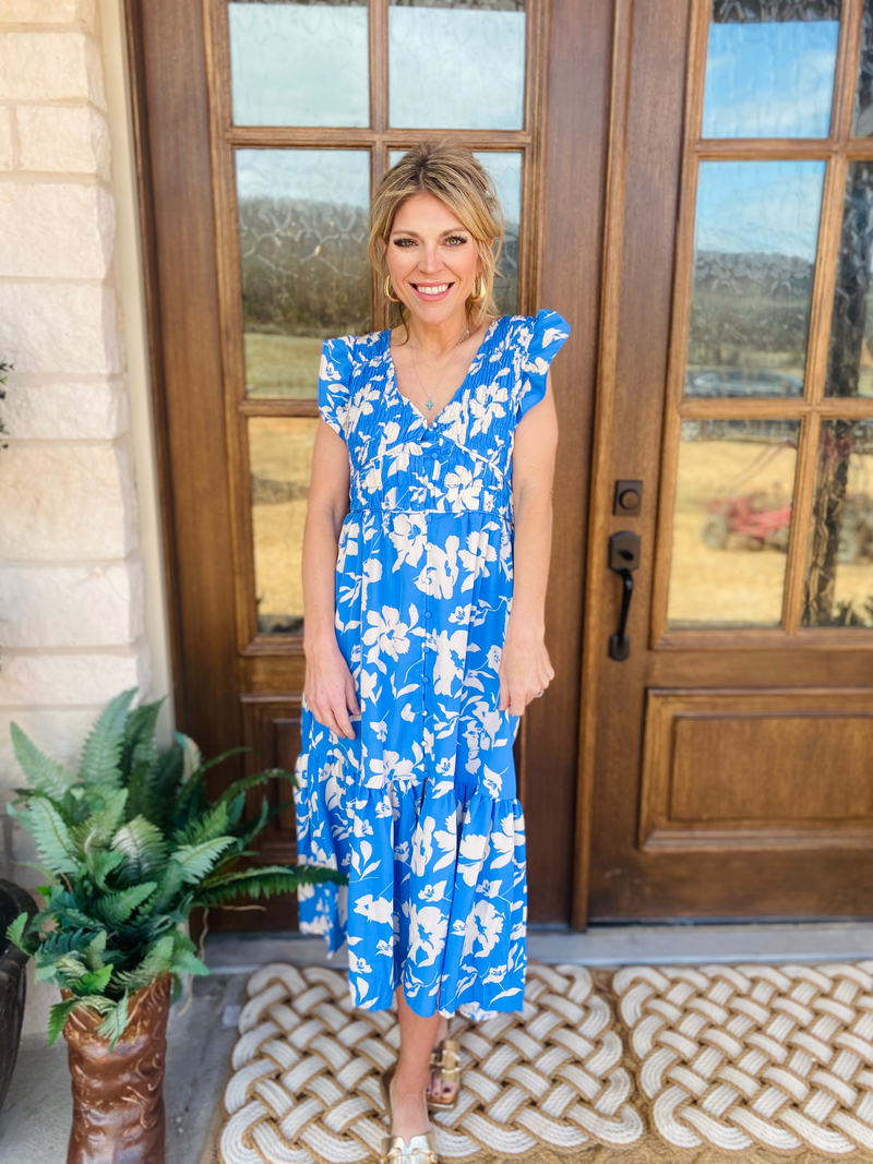 Kelly V-Neck Foral Maxi Dress