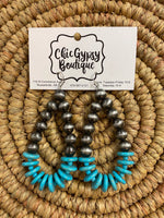 Navajo Pearl and Turquoise Teardrop Earrings